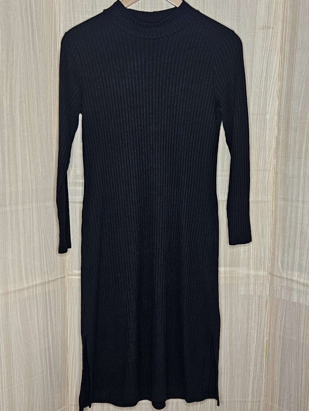 Loft women’s long sleeve ribbed high neck midi dress large